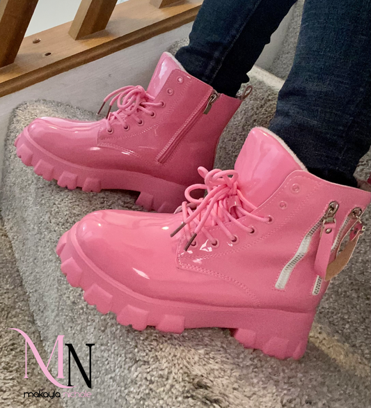 Go Girl Patent Combat Boots